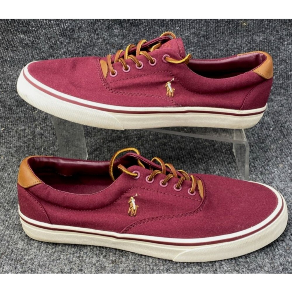 Polo Ralph Lauren Thorton Canvas Low Top Sneakers Men's 10.5 Burgundy Red